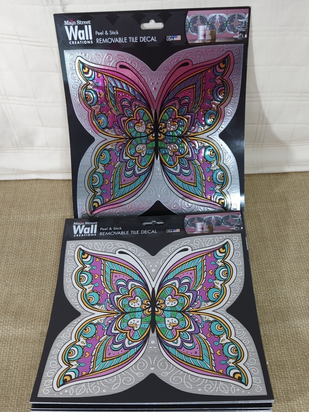Main Street Wall Creations Butterfly Swirls Peel & Stick Tile Decal Lot Of 23